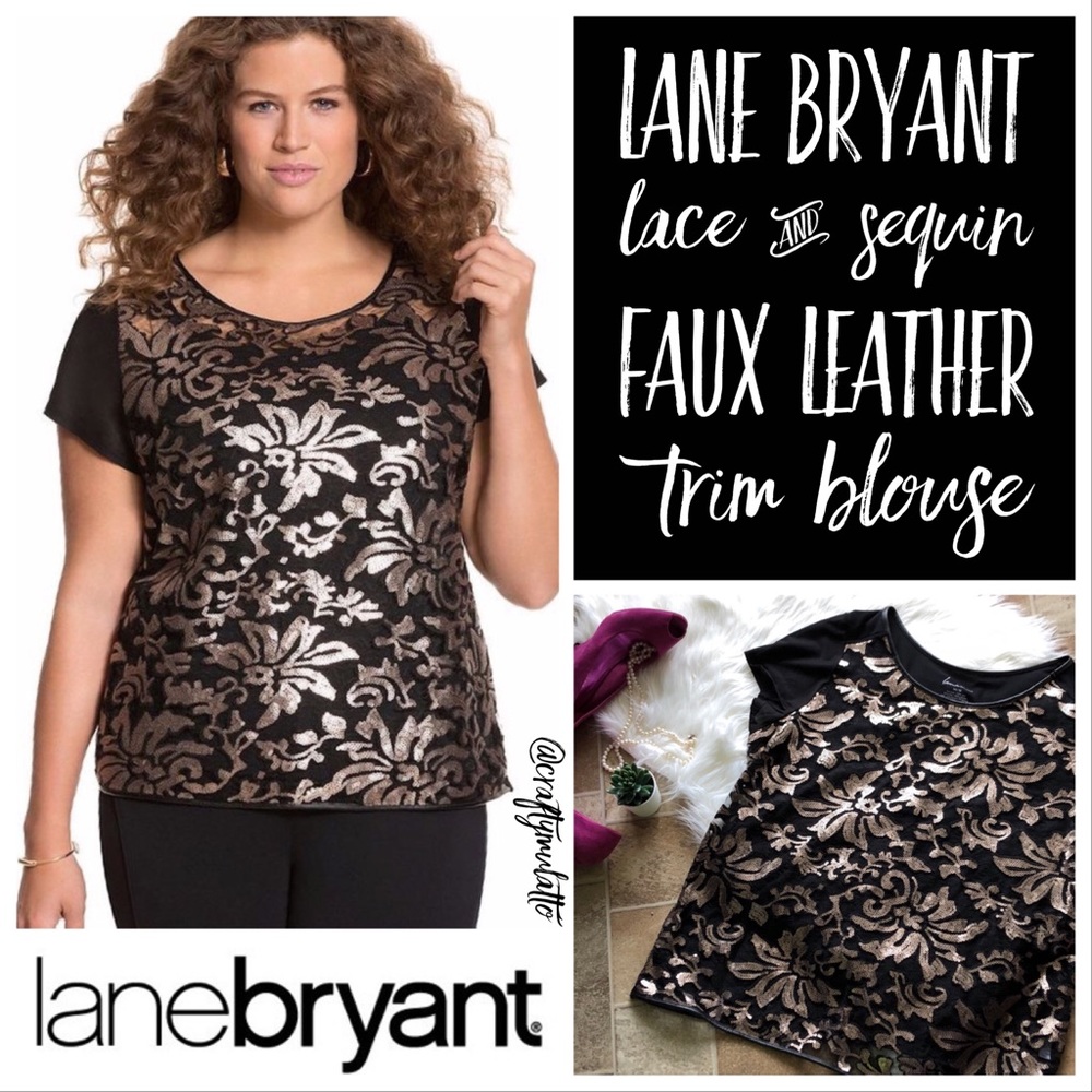 NWOT Lane Bryant Sequin Lace Cap Sleeve Blouse